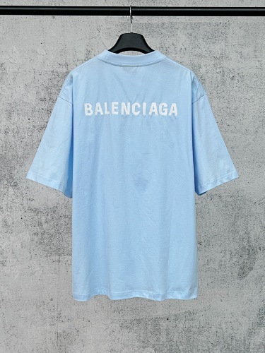 EM Sneakers Balenciaga Paris Logo Embroidered T-Shirt Blue