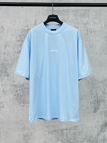 EM Sneakers Balenciaga Paris Logo Embroidered T-Shirt Blue