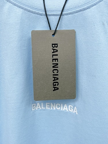 EM Sneakers Balenciaga Paris Logo Embroidered T-Shirt Blue
