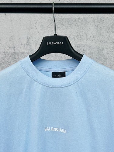 EM Sneakers Balenciaga Paris Logo Embroidered T-Shirt Blue