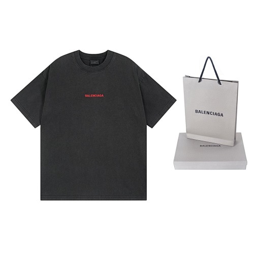EM Sneakers Balenciaga Paris Logo Embroidered T-Shirt Washed Black