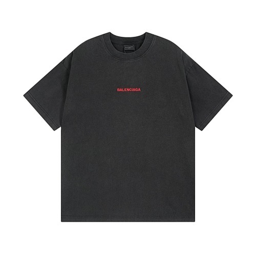 EM Sneakers Balenciaga Paris Logo Embroidered T-Shirt Washed Black