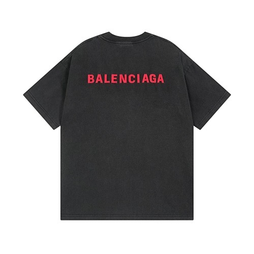 EM Sneakers Balenciaga Paris Logo Embroidered T-Shirt Washed Black