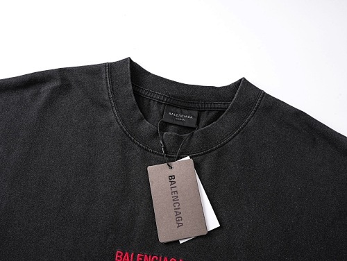 EM Sneakers Balenciaga Paris Logo Embroidered T-Shirt Washed Black