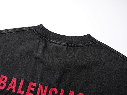 EM Sneakers Balenciaga Paris Logo Embroidered T-Shirt Washed Black