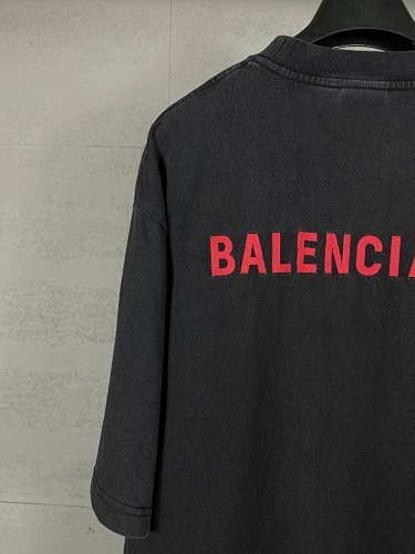 EM Sneakers Balenciaga Paris Logo Embroidered T-Shirt Washed Black