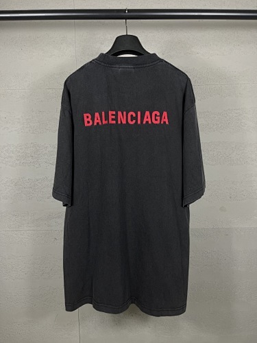 EM Sneakers Balenciaga Paris Logo Embroidered T-Shirt Washed Black
