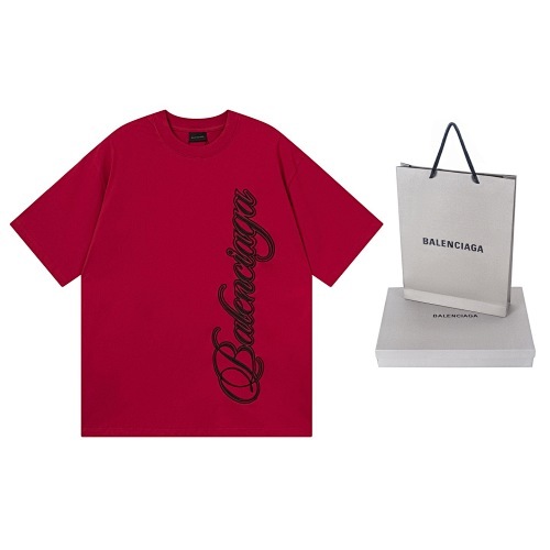 EM Sneakers Balenciaga T-Shirt Large Logo High-Density Embroidery Black /Red /Heather Grey
