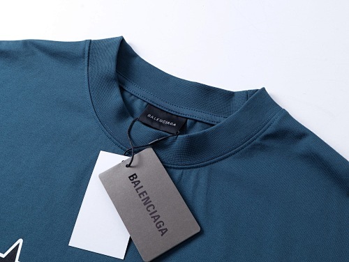 EM Sneakers Balenciaga T-Shirt Star Logo with Embroidered Cuffs (Left & Right) Washed Black /Lake Blue