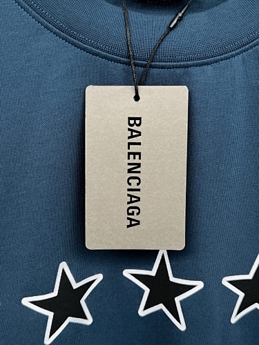 EM Sneakers Balenciaga T-Shirt Star Logo with Embroidered Cuffs (Left & Right) Washed Black /Lake Blue