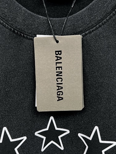 EM Sneakers Balenciaga T-Shirt Star Logo with Embroidered Cuffs (Left & Right) Washed Black /Lake Blue