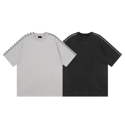 EM Sneakers Balenciaga T-Shirt with Full-Length 3B Art Webbing on Both Sleeves Washed Black /Apricot 01