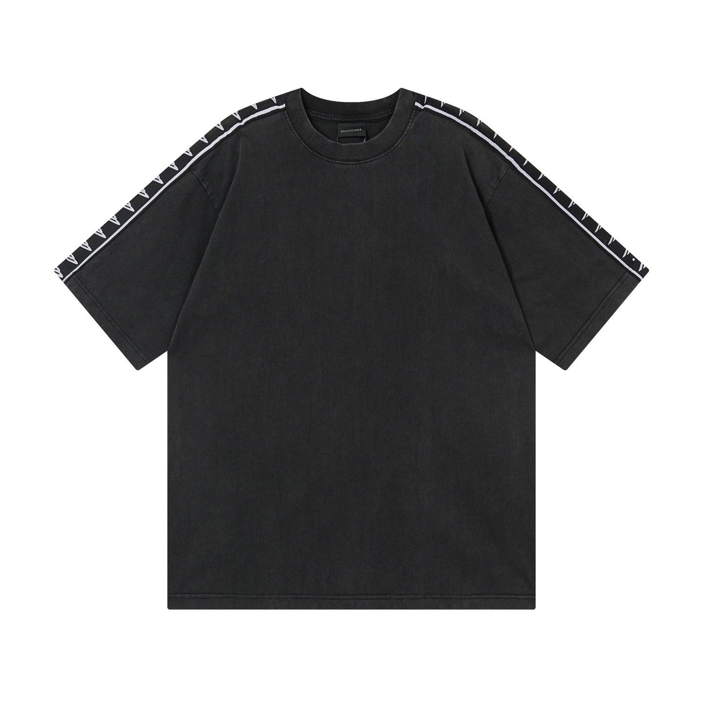 EM Sneakers Balenciaga T-Shirt with Full-Length 3B Art Webbing on Both Sleeves Washed Black /Apricot