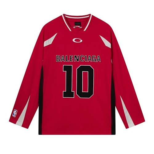 EM Sneakers Balenciaga x NBA Collab Structured Color-block Long Sleeve Black /Red