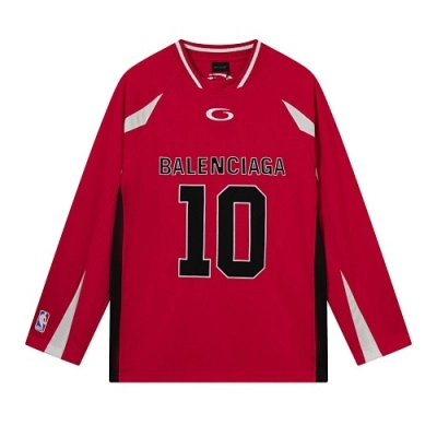 EM Sneakers Balenciaga x NBA Collab Structured Color-block Long Sleeve Black /Red 02