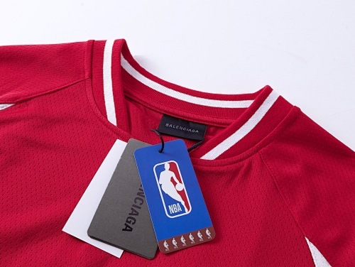 EM Sneakers Balenciaga x NBA Collab Structured Color-block Long Sleeve Black /Red