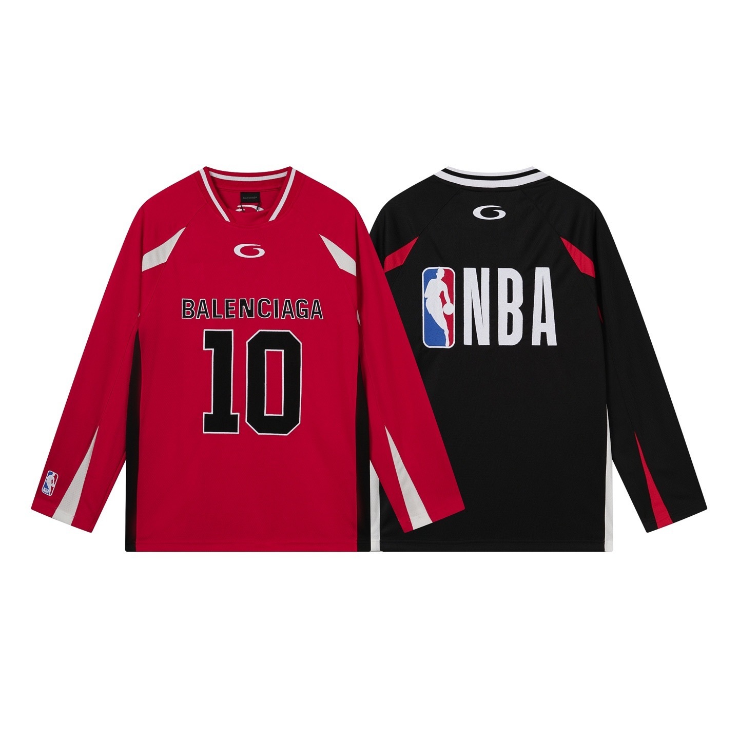 EM Sneakers Balenciaga x NBA Collab Structured Color-block Long Sleeve Black /Red