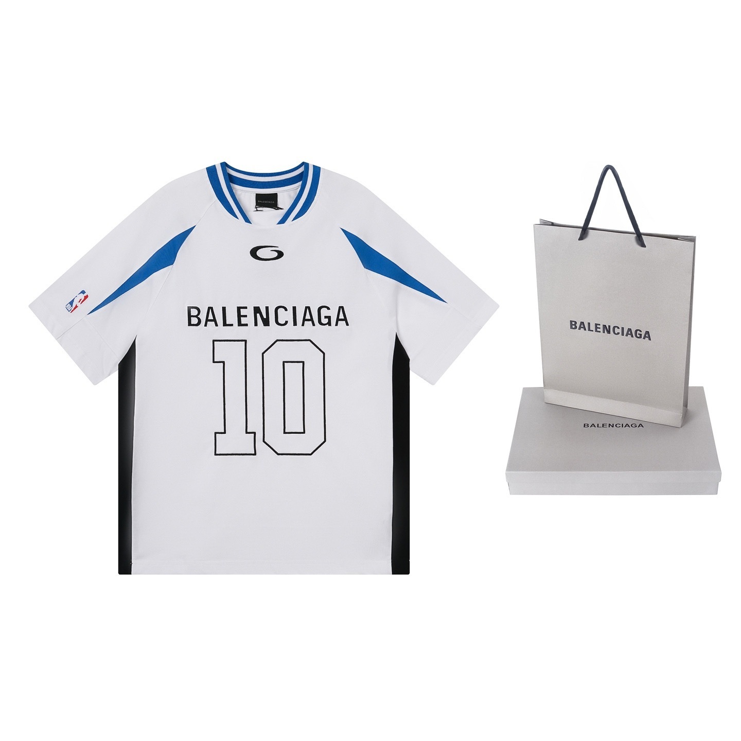 EM Sneakers Balenciaga x NBA Collaboration Series Oversized Color-block T-Shirt Black /White /Red