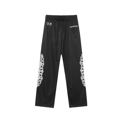 EM Sneakers Chrome Hearts Floral Nylon Mesh Jersey Pants Black 02
