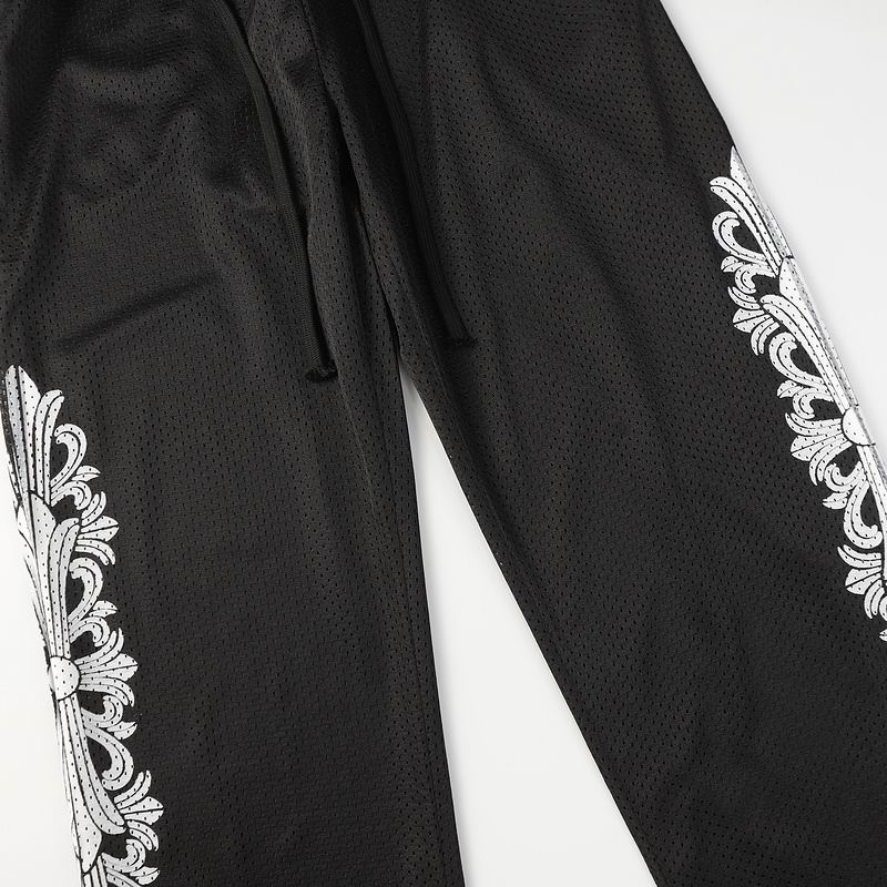 EM Sneakers Chrome Hearts Floral Nylon Mesh Jersey Pants Black