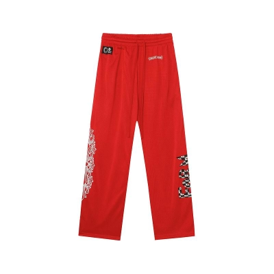 EM Sneakers Chrome Hearts Floral Nylon Mesh Jersey Pants Red 01