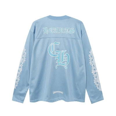 EM Sneakers Chrome Hearts Love You Mesh Warm Up Long Sleeve Jersey Blue 02