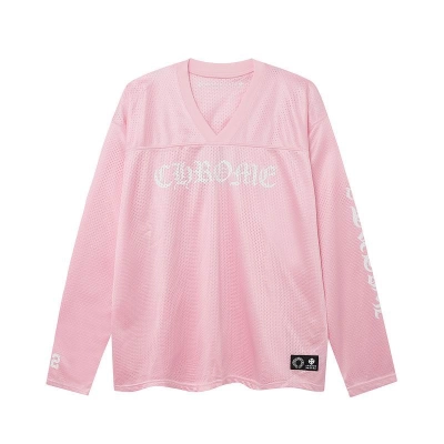 EM Sneakers Chrome Hearts Love You Mesh Warm Up Long Sleeve & Short Pants Sets Jersey Pink 02