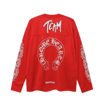 EM Sneakers Chrome Hearts Love You Mesh Warm Up Long Sleeve Jersey Red 02