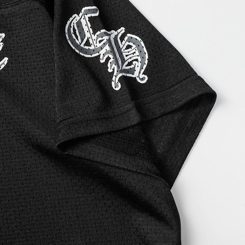 EM Sneakers Chrome Hearts Mesh Stadium Football Jersey T-shirt & Shorts Sets Black