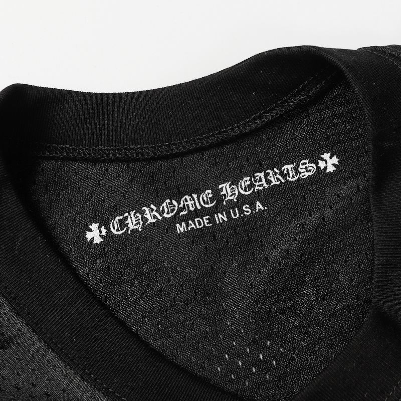 EM Sneakers Chrome Hearts Mesh Stadium Football Jersey T-shirt & Shorts Sets Black