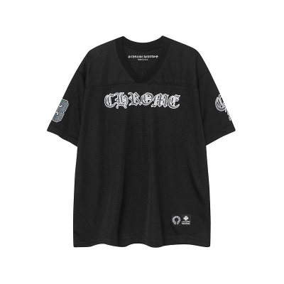 EM Sneakers Chrome Hearts Mesh Stadium Football Jersey T-shirt & Shorts Sets Black 02