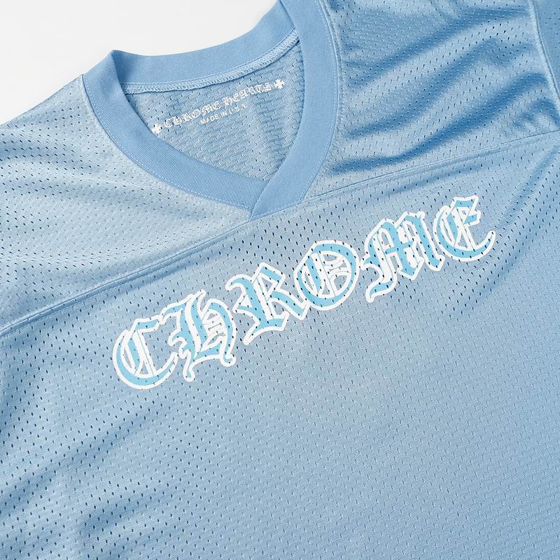 EM Sneakers Chrome Hearts Mesh Stadium Football Jersey T-shirt & Shorts Sets Blue