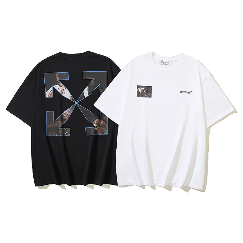 EM Sneakers OFF-WHITE Angel Arrows Print T-Shirt #179 Black /White