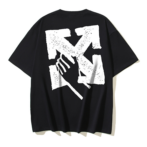 EM Sneakers OFF-WHITE Hand-Holding Arrows Print T-Shirt #176 Black /White