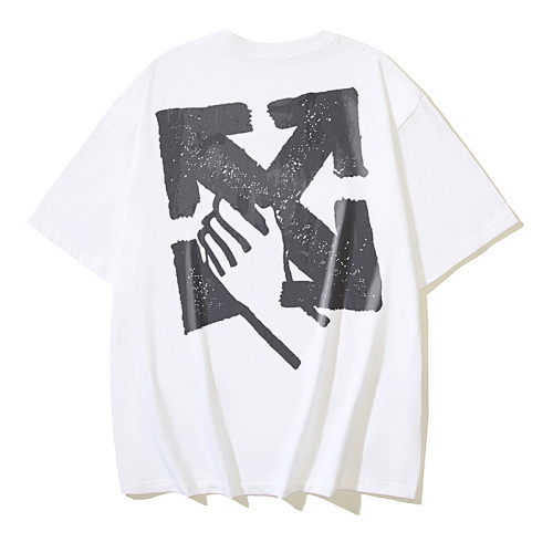 EM Sneakers OFF-WHITE Hand-Holding Arrows Print T-Shirt #176 Black /White