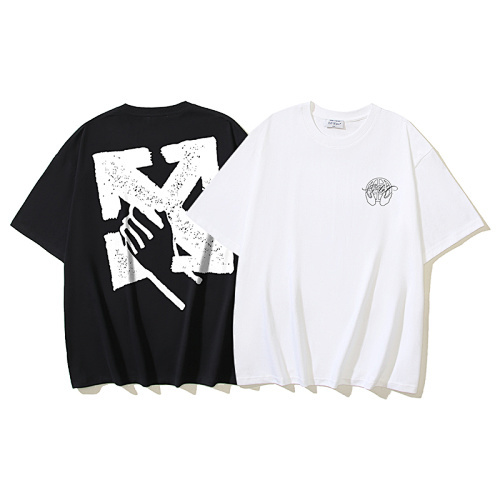 EM Sneakers OFF-WHITE Hand-Holding Arrows Print T-Shirt #176 Black /White