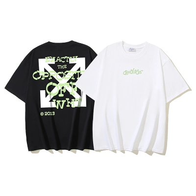 EM Sneakers OFF-WHITE Letter & Arrow Print T-Shirt #180 Black /White 01