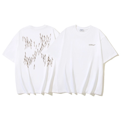 EM Sneakers OFF-WHITE Moonwalker Arrows Print T-Shirt #177 White 01