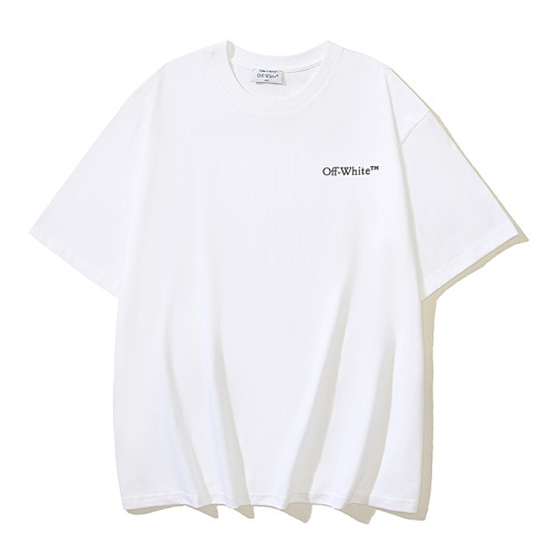 EM Sneakers OFF-WHITE Scratched Arrow Logo Print T-Shirt #182 White-Black Logo /White-Red Logo /Black