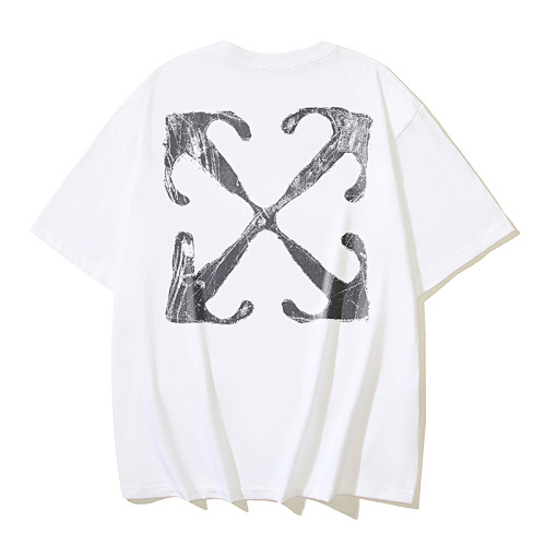EM Sneakers OFF-WHITE Scratched Arrow Logo Print T-Shirt #182 White-Black Logo /White-Red Logo /Black