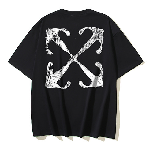 EM Sneakers OFF-WHITE Scratched Arrow Logo Print T-Shirt #182 White-Black Logo /White-Red Logo /Black