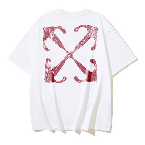 EM Sneakers OFF-WHITE Scratched Arrow Logo Print T-Shirt #182 White-Black Logo /White-Red Logo /Black