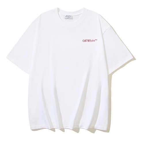 EM Sneakers OFF-WHITE Scratched Arrow Logo Print T-Shirt #182 White-Black Logo /White-Red Logo /Black