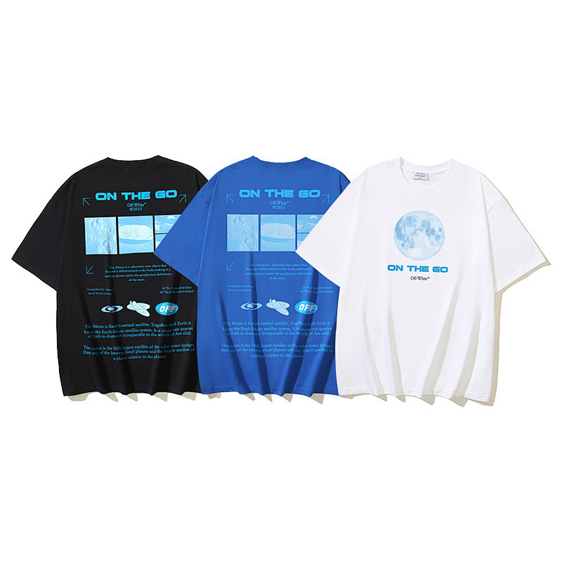 EM Sneakers ON THE GO Moon Print OFF-WHITE  T-Shirt #174 Black /White /Blue