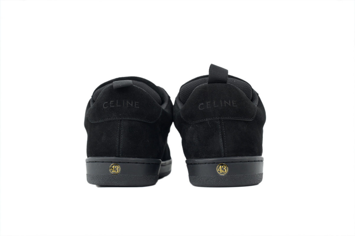 EM Sneakers Celine Huntington Low Lace-up Sneaker in Suede Calfskin and Mesh Black