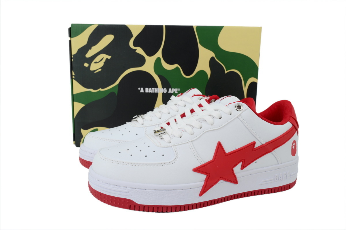 EM Sneakers A Bathing Ape Bape Sta Red And White Big Star