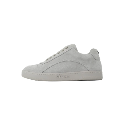 EM Sneakers Celine Huntington Low Lace-up Sneaker in Suede Calfskin and Mesh Gray 01