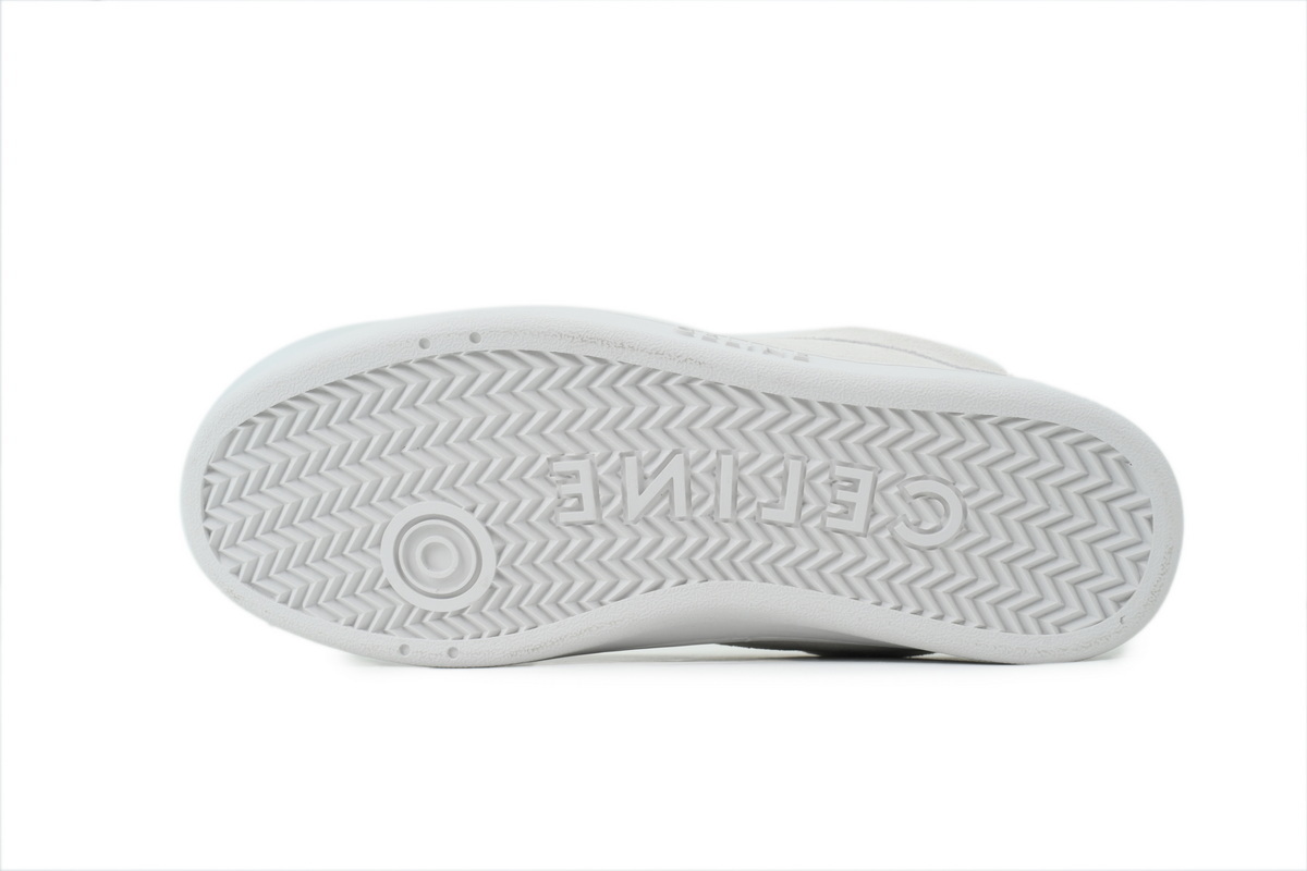 EM Sneakers Celine Huntington Low Lace-up Sneaker in Suede Calfskin and Mesh White