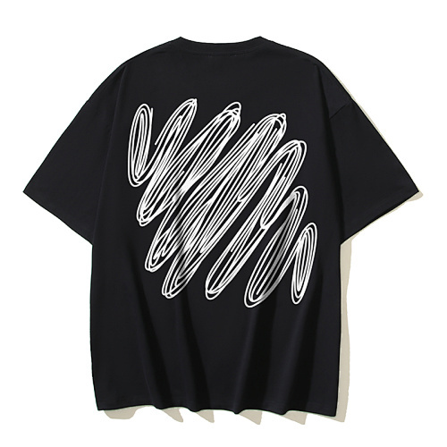 EM Sneakers OFF-WHITE Diagonal Stripes Print T-Shirt #187 Black /White