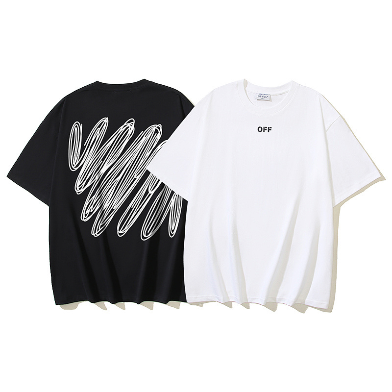 EM Sneakers OFF-WHITE Diagonal Stripes Print T-Shirt #187 Black /White